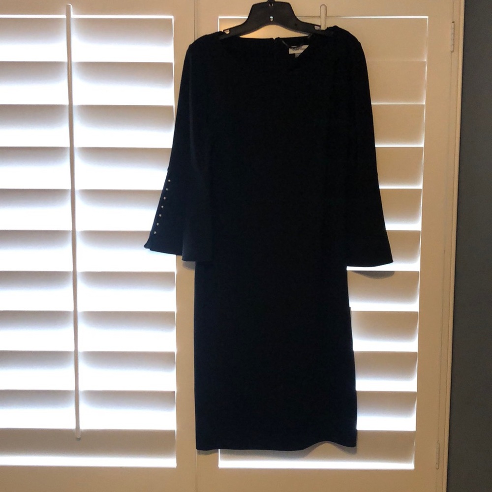 NWT Black CK Bell-Sleeved Dress w/ Embellishments